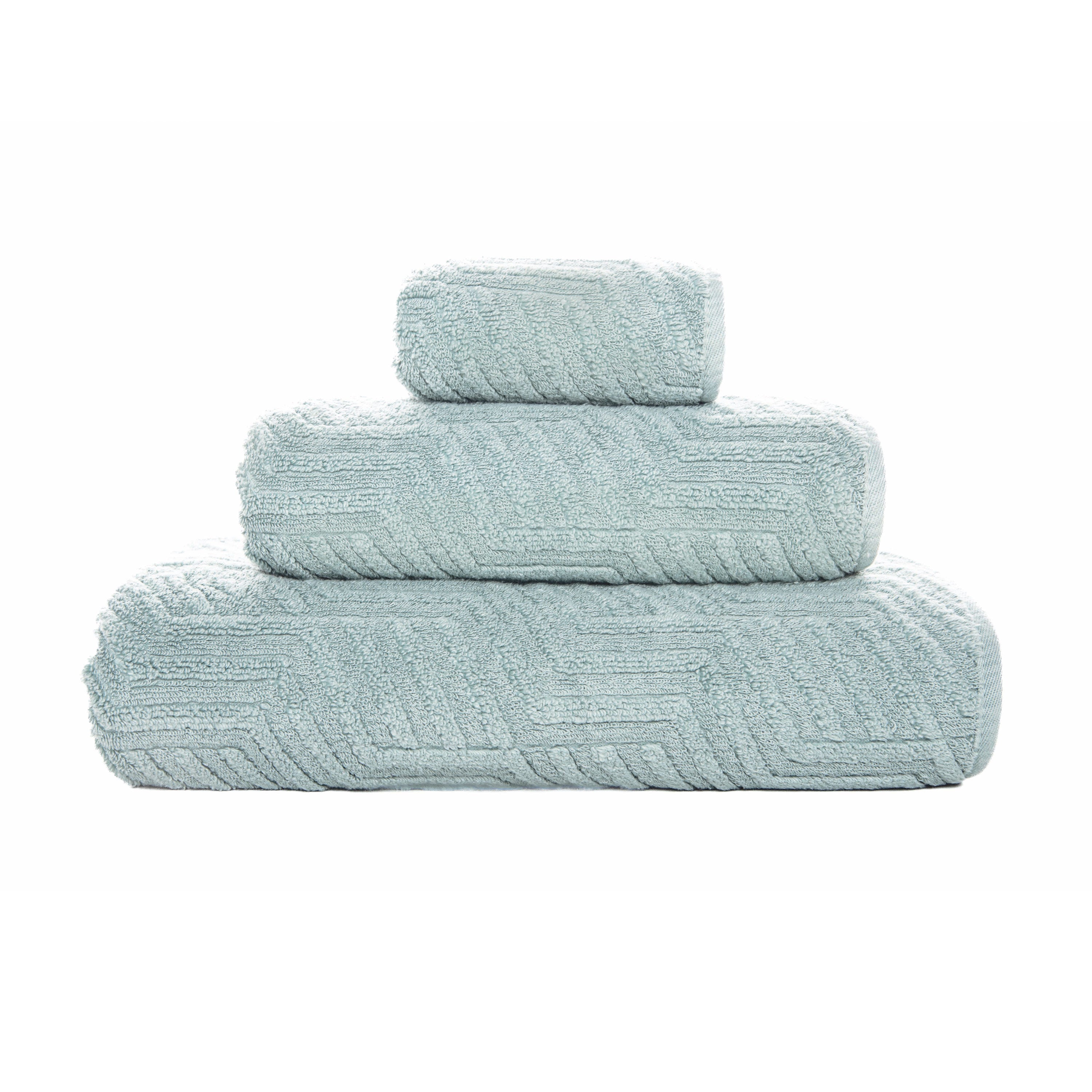 Blue Villari towel made from 100% cotton with Zero Twist yarn, 3D texture, 730 GSM, pre-washed and pre-shrunk, with rounded corners and double stitching