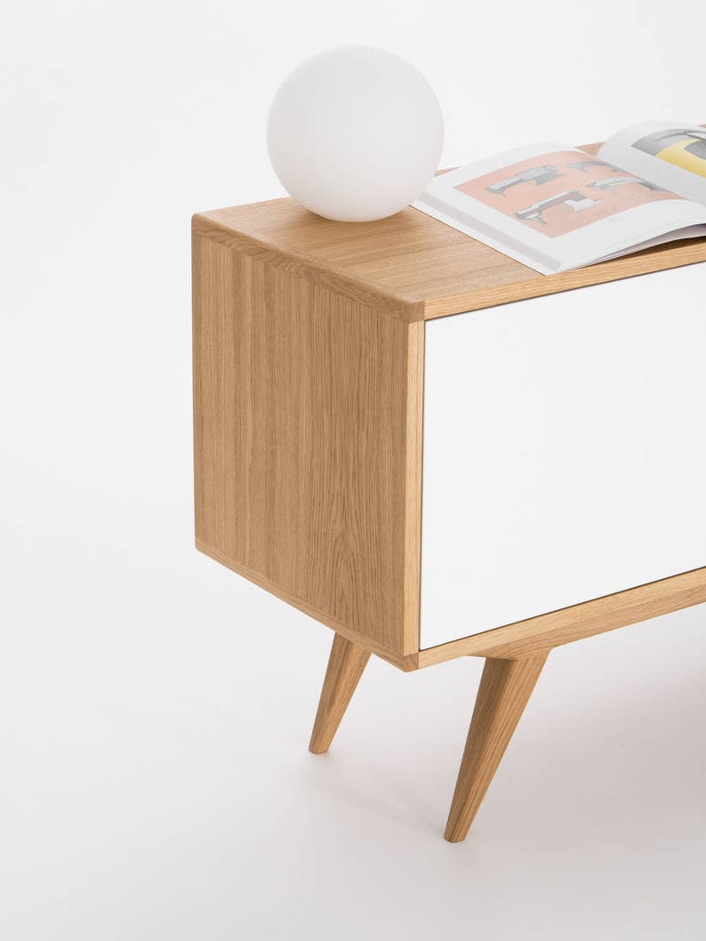 HEIM 5 sideboard with drawers, customizable fronts, in solid oak, minimalist design