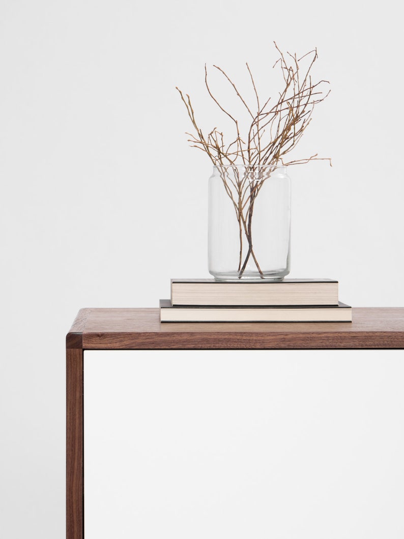 HEIM 5 sideboard with drawers, customizable fronts, in walnut veneer, minimalist design