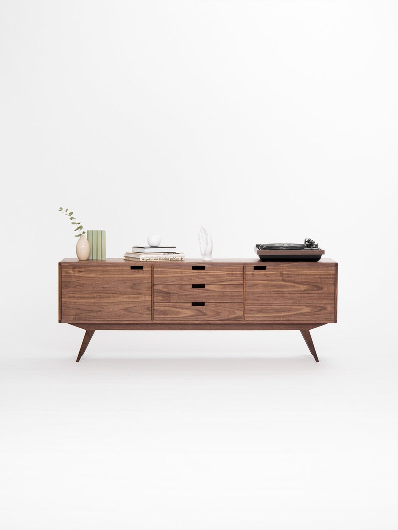HEIM 5 sideboard with drawers, customizable fronts, in walnut veneer, minimalist design