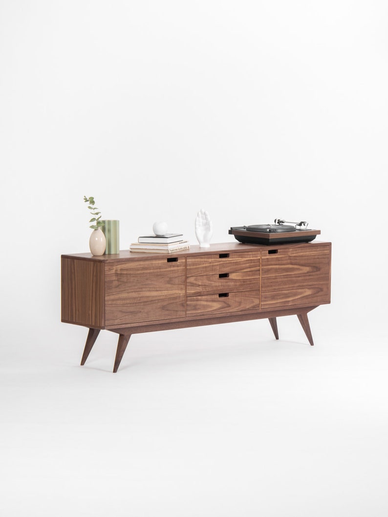 HEIM 5 sideboard with drawers, customizable fronts, in walnut veneer, minimalist design