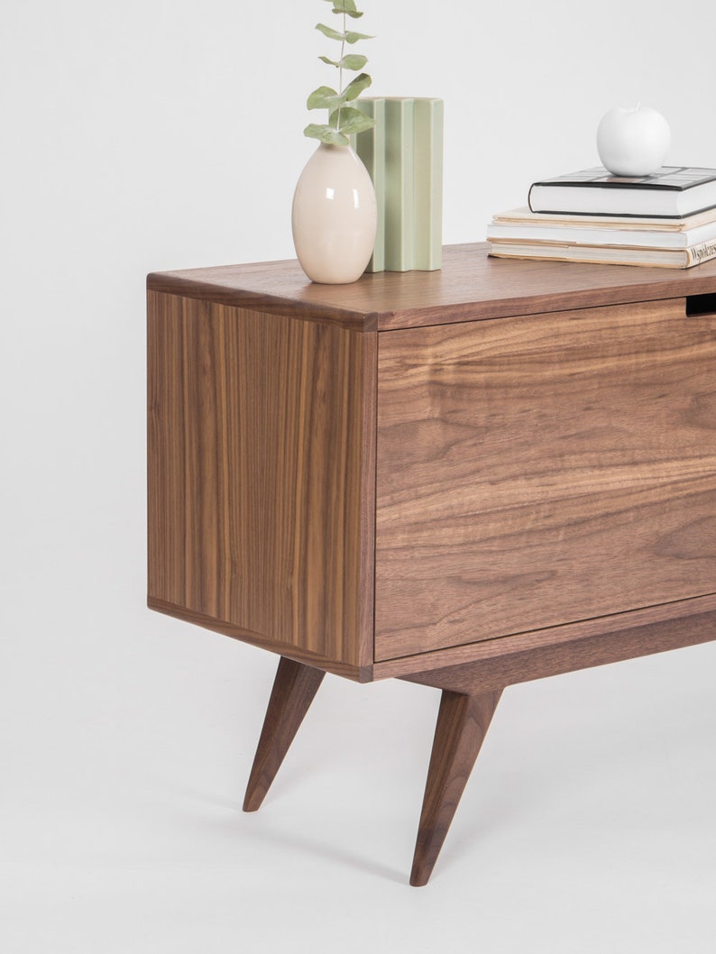 HEIM 5 sideboard with drawers, customizable fronts, in walnut veneer, minimalist design