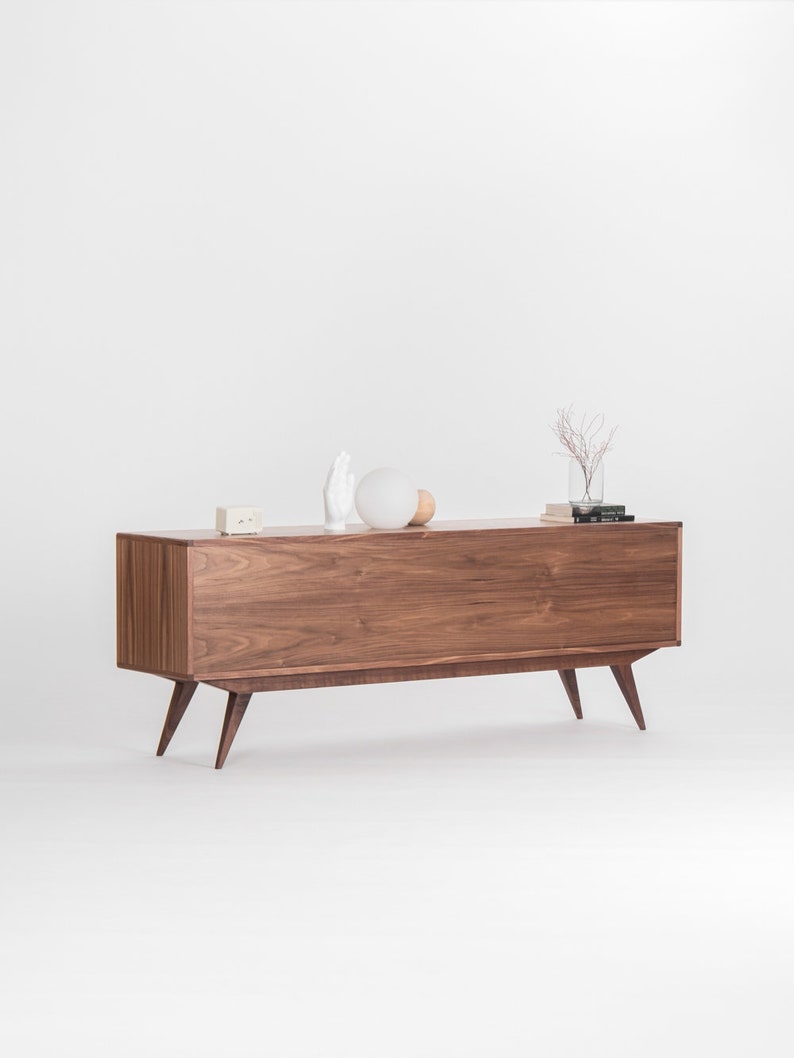 HEIM 5 sideboard with drawers, customizable fronts, in walnut veneer, minimalist design