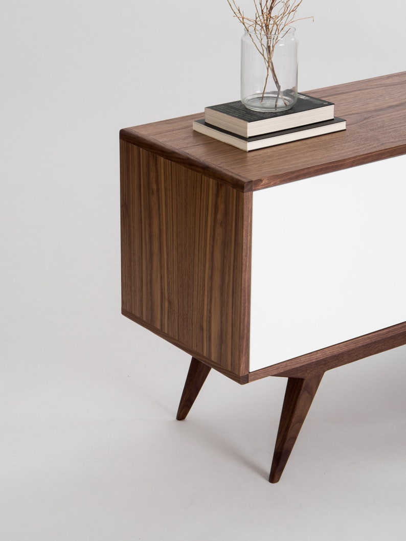 HEIM 5 sideboard with drawers, customizable fronts, in walnut veneer, minimalist design