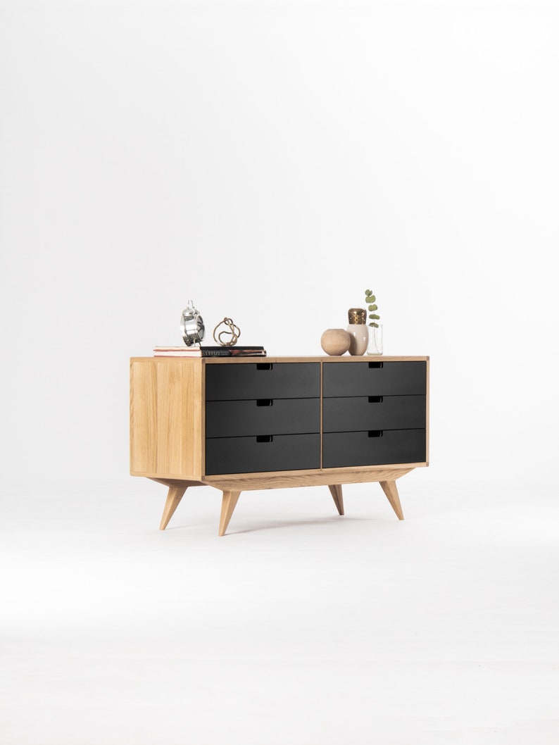 HEIM 6 sideboard with spacious drawers, customizable fronts, solid oak, minimalist design