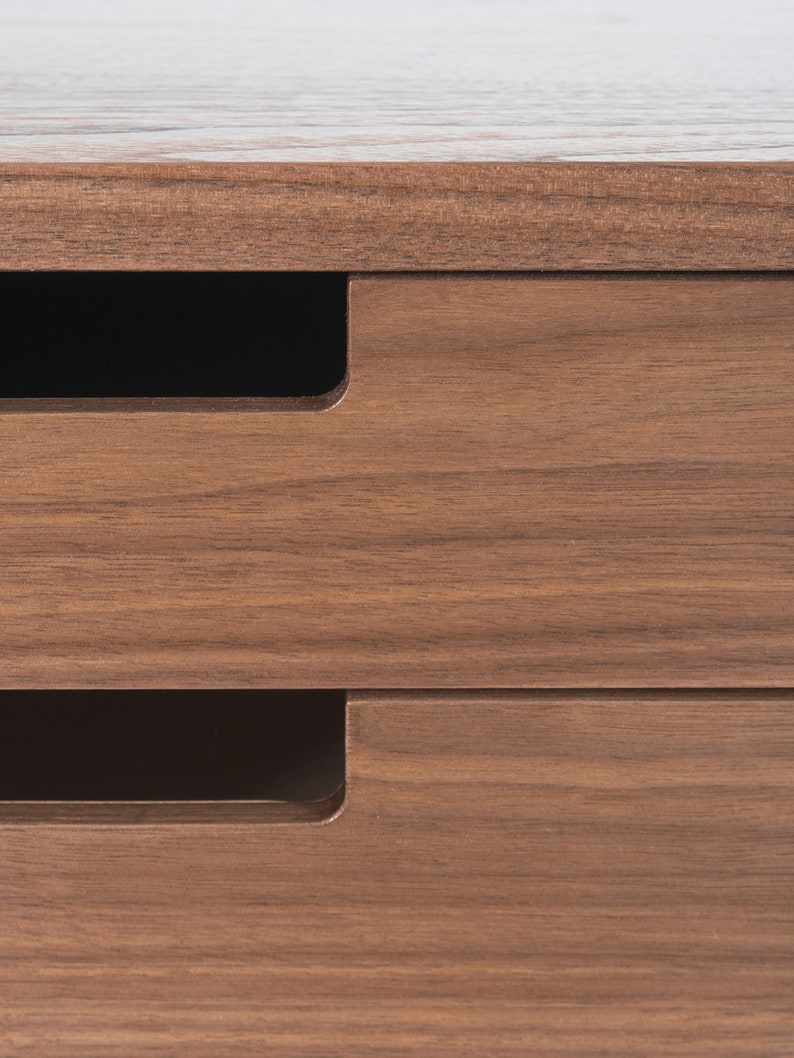 HEIM 2 nightstand with two drawers, customizable fronts, crafted in walnut, finished with hardwax oil