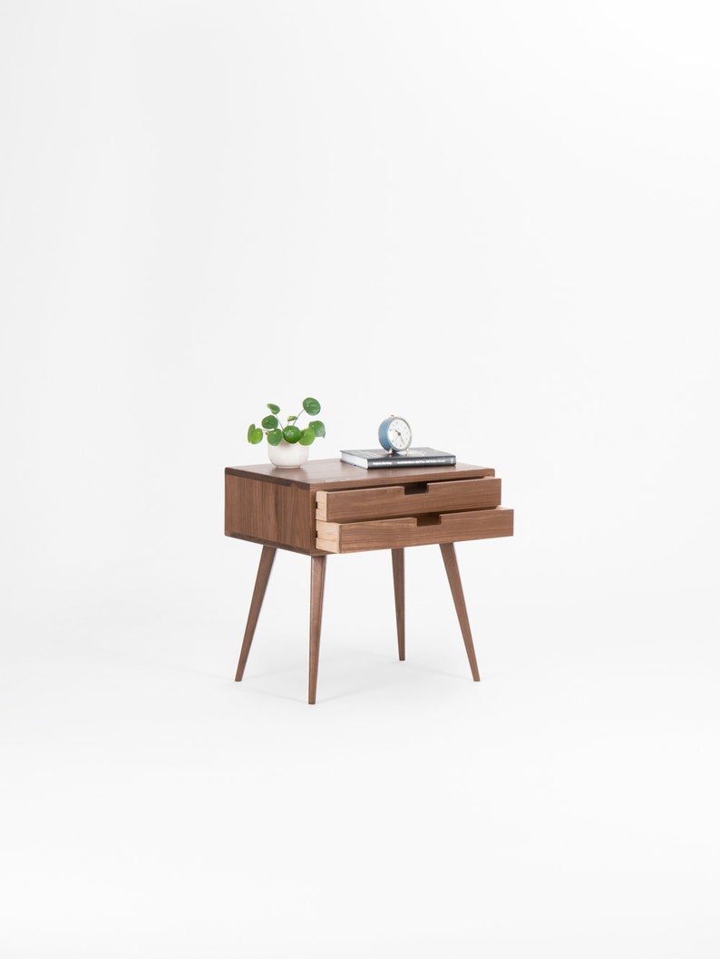 HEIM 2 nightstand with two drawers, customizable fronts, crafted in walnut, finished with hardwax oil