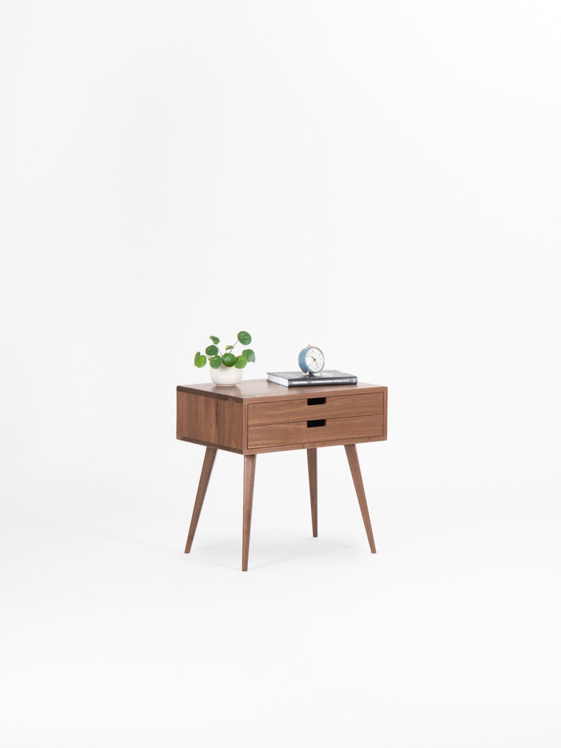 HEIM 2 nightstand with two drawers, customizable fronts, crafted in walnut, finished with hardwax oil