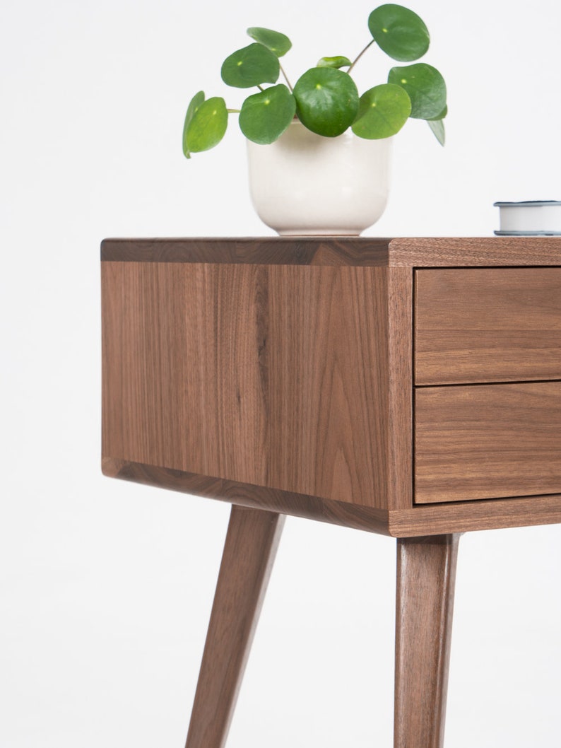 HEIM 2 nightstand with two drawers, customizable fronts, crafted in walnut, finished with hardwax oil