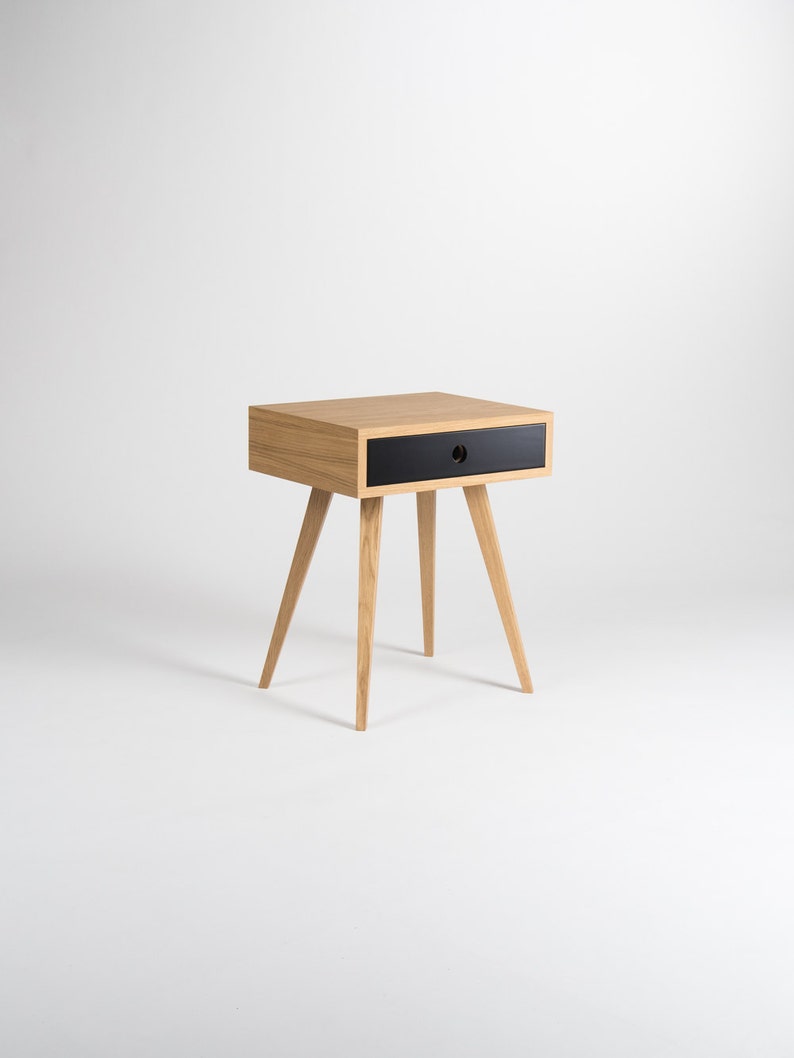 KUUB 1 nightstand with spacious drawer, customizable front, crafted from solid oak, finished in hardwax oil