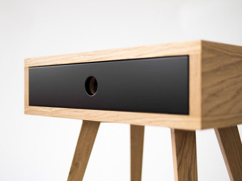 KUUB 1 nightstand with spacious drawer, customizable front, crafted from solid oak, finished in hardwax oil