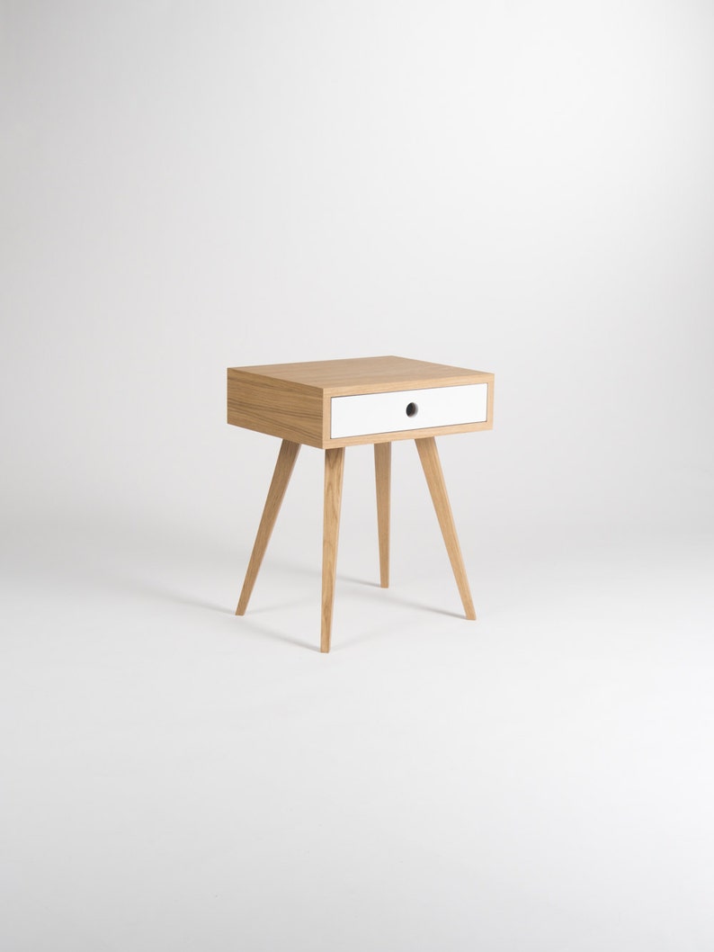 KUUB 1 nightstand with spacious drawer, customizable front, crafted from solid oak, finished in hardwax oil