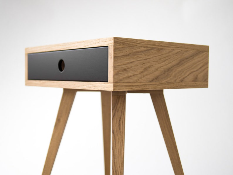 KUUB 1 nightstand with spacious drawer, customizable front, crafted from solid oak, finished in hardwax oil