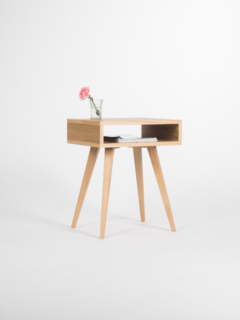 KUUB 0 nightstand with open shelf, crafted from solid oak, minimalist design with hardwax oil finish