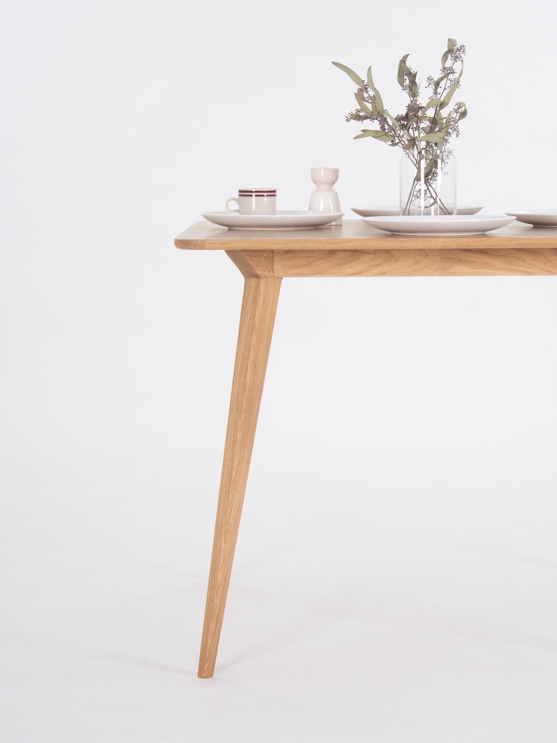90 cm solid oak dining table with milled edges and hard oil wax finish, seats up to 4 people