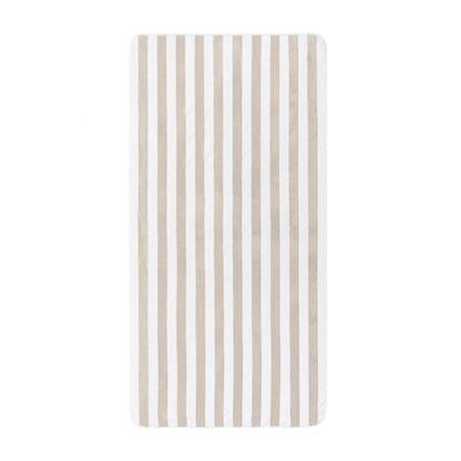 Aveiro Beach towel in striped Giza cotton, sun and chlorine resistant, pre-washed and pre-shrunk, with rounded corners and bias binding