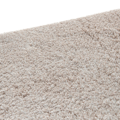 Cozy area rug made from 100% Tencel with velvety soft surface, anti-slip backing, and available in beige