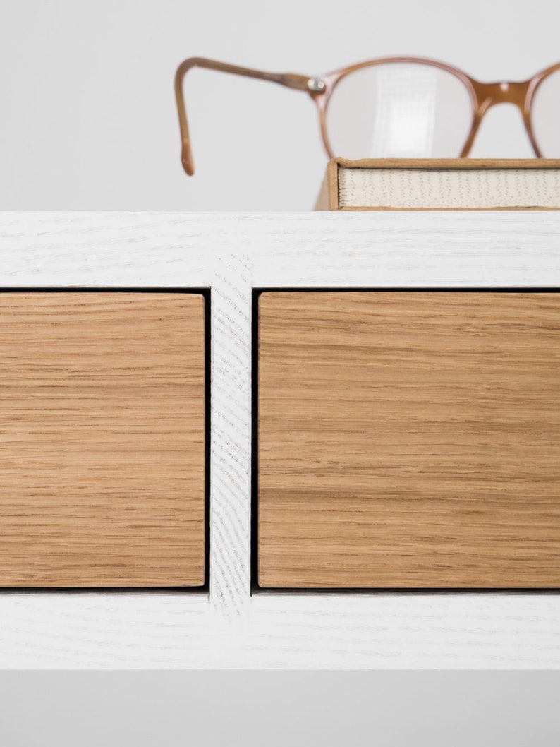 HEIM 3 White | Oak Office Desk - Luxury Furniture by Cozie