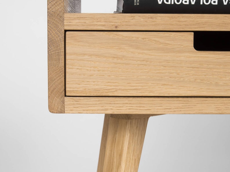 HEIM D&amp;S nightstand with one drawer and open shelf in oak, customizable front, hardwax oil finish