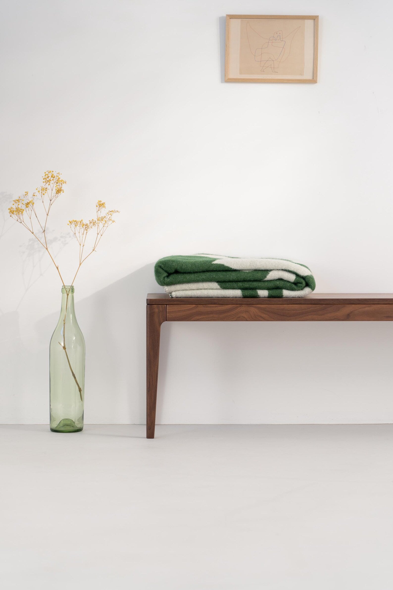 180 cm solid walnut dining table set with 160 cm benches, natural finish, benches also suitable for other spaces