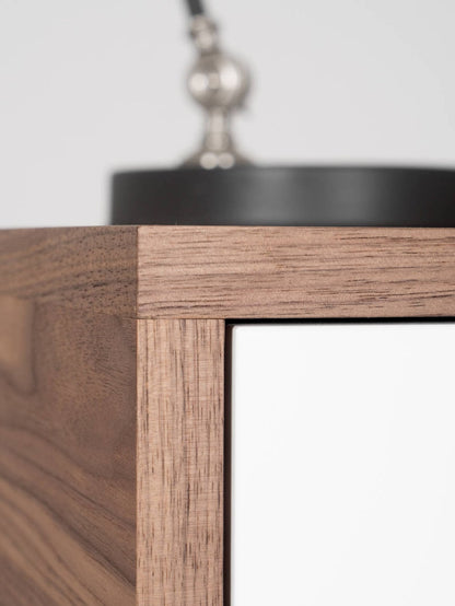 KUUB 3 desk with three drawers, walnut veneer, customizable fronts, and hardwax oil finish