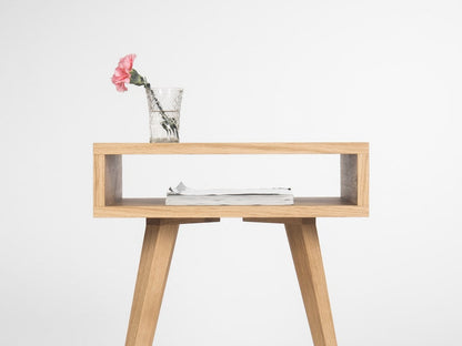 KUUB 0 nightstand with open shelf, crafted from solid oak, minimalist design with hardwax oil finish