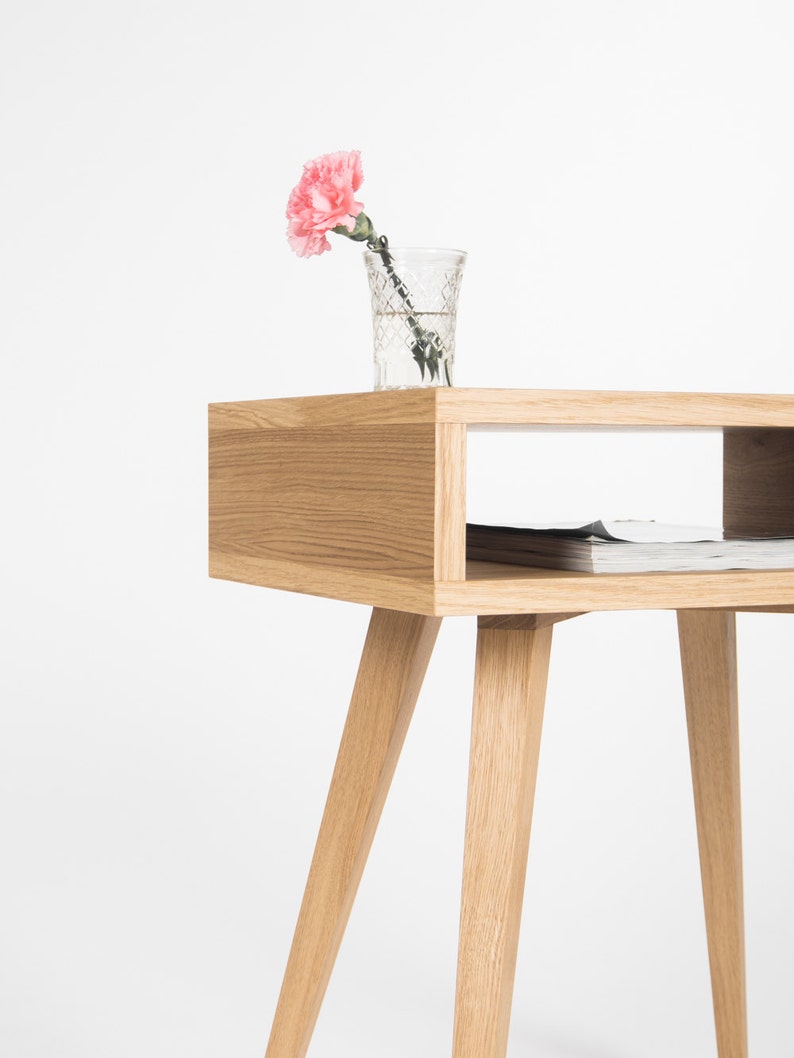 KUUB 0 nightstand with open shelf, crafted from solid oak, minimalist design with hardwax oil finish