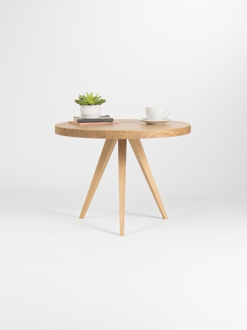 OKKO 60 compact round coffee table in solid oak with hardwax oil finish and natural wood grain