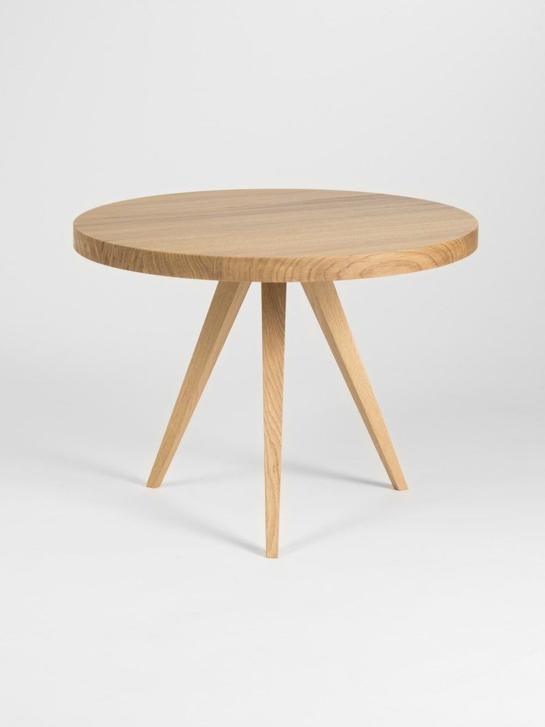 OKKO 60 compact round coffee table in solid oak with hardwax oil finish and natural wood grain